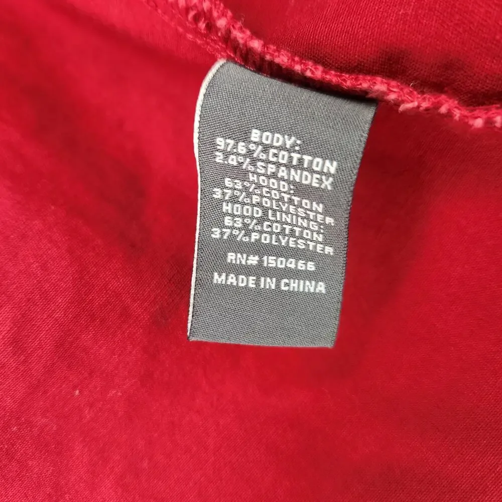 Market & Spruce Jacket Red Hood Stand Collar Zip Snap Long Sleeve Pockets Size M - Picture 6 of 6